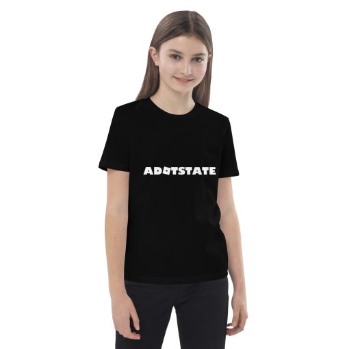 Adotstate Kids Black Tee – Roblox Style White Logo