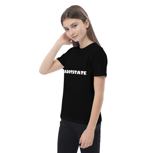 Adotstate Kids Black Tee – Roblox Style White Logo - Image 3