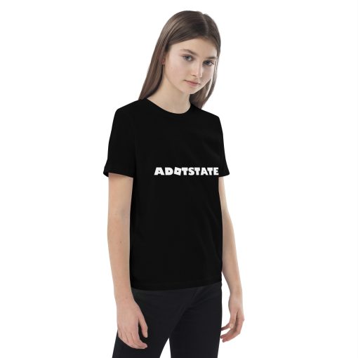 Adotstate Kids Black Tee – Roblox Style White Logo - Image 2