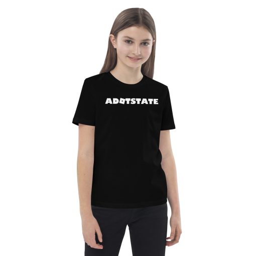 Adotstate Kids Black Tee – Roblox Style White Logo - Image 5