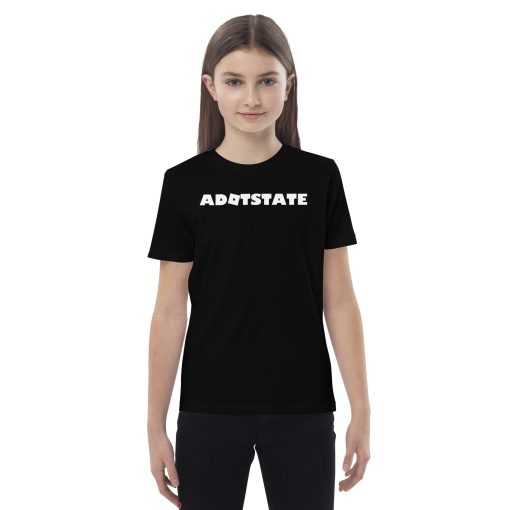 Adotstate Kids Black Tee – Roblox Style White Logo - Image 4